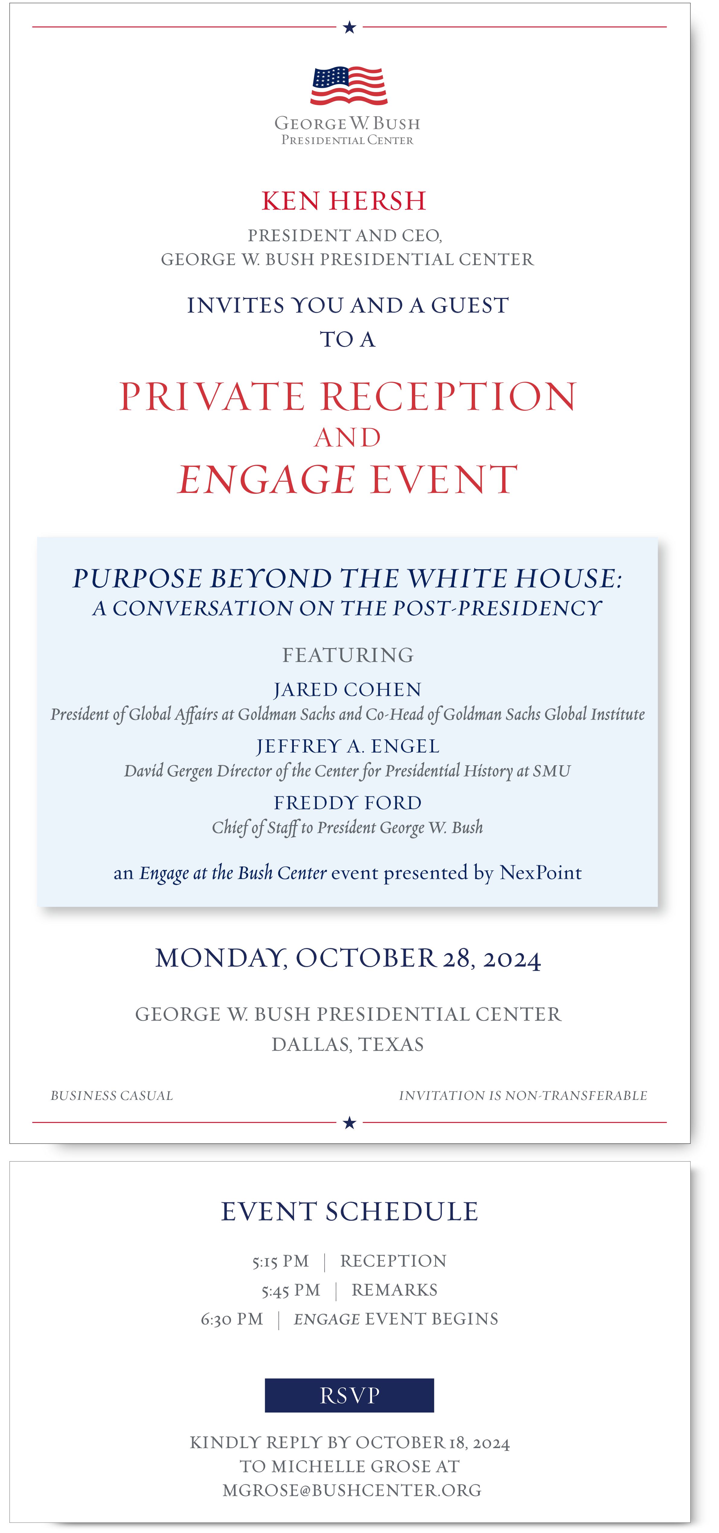 You’re Invited: Private Reception and Engage Event 