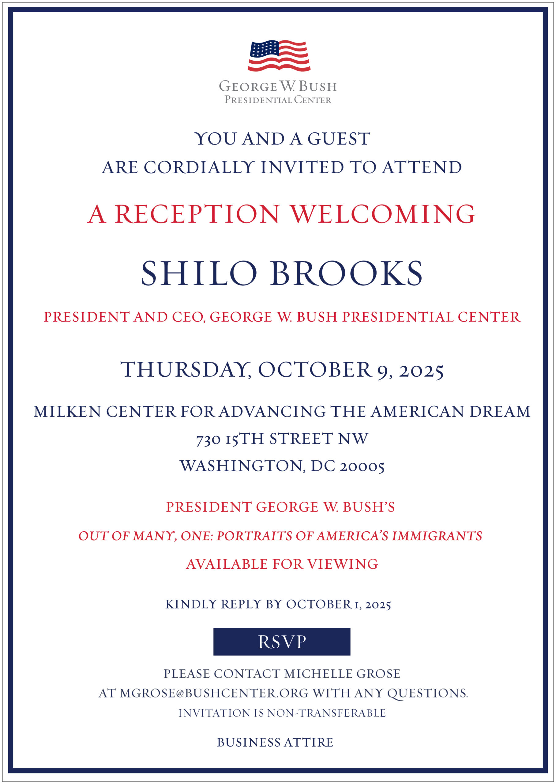 You're invited to a reception welcoming Shilo Brooks