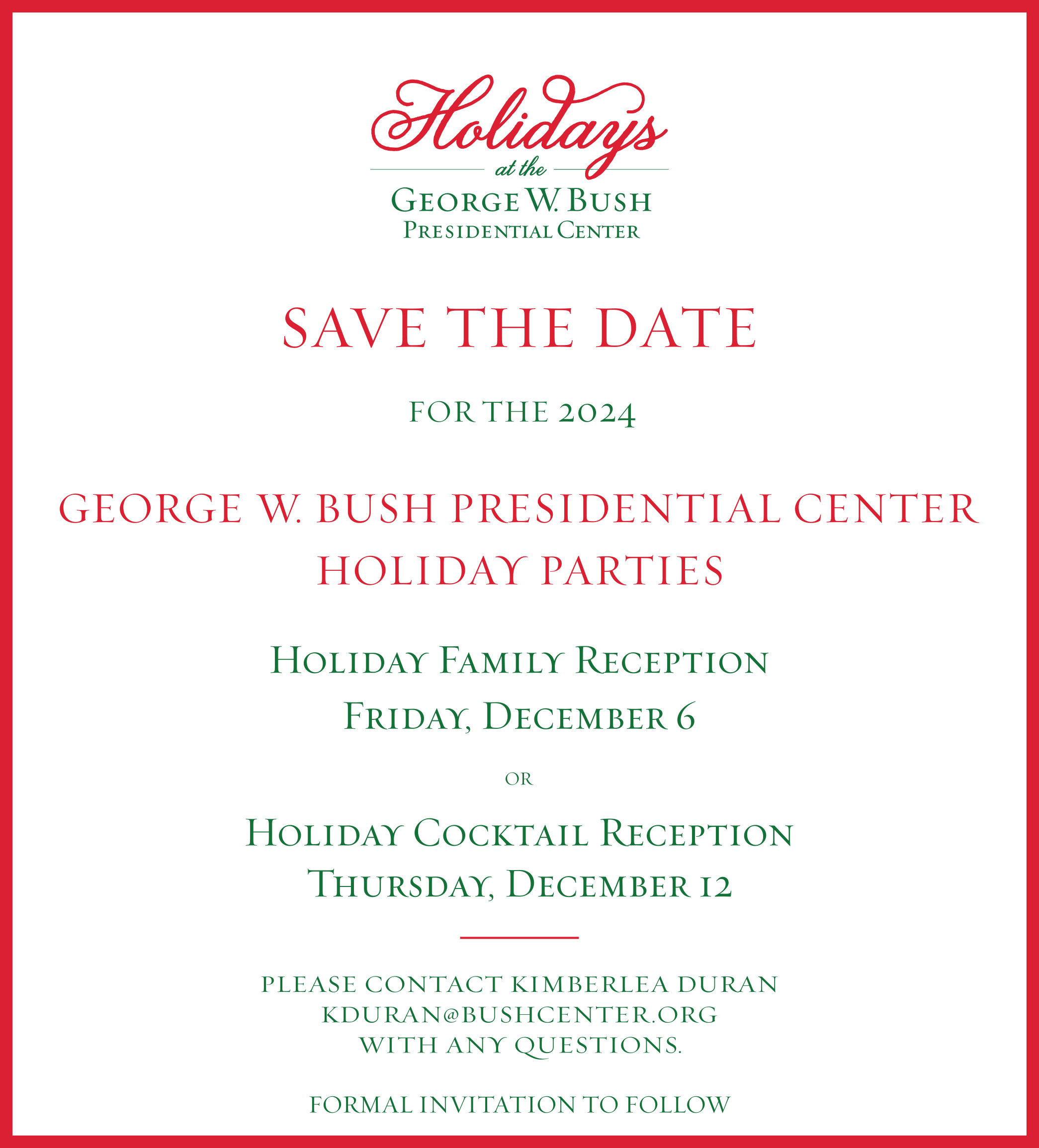 Save the Date: 2024 Holidays at the Bush Center