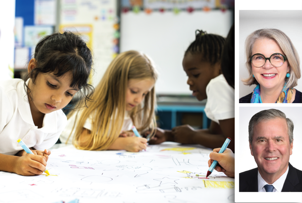 Kids learnign in a school.