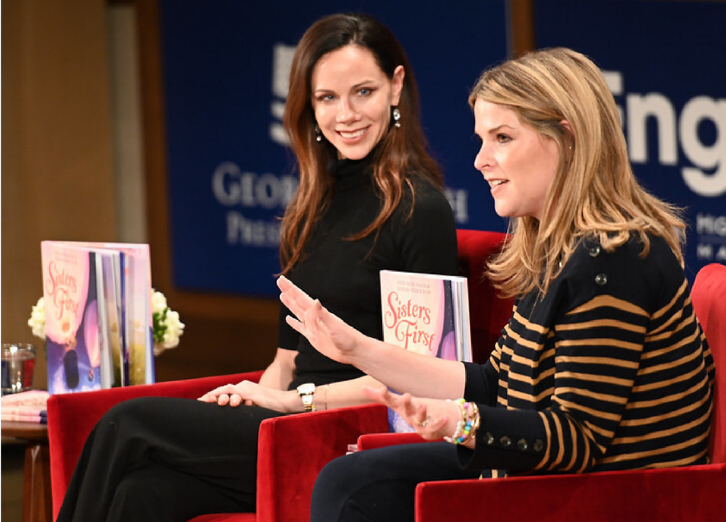 Jenna Hager and Barbara Bush being interviewed on stage at the Bush CEnter.