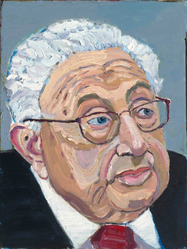 Oil painting of Secretary Henry Kissinger by President George W. Bush